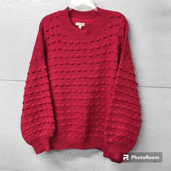 NWT Loralette plus size 3X womens crew neck long sleeve sweater raspberry - Picture 2 of 8